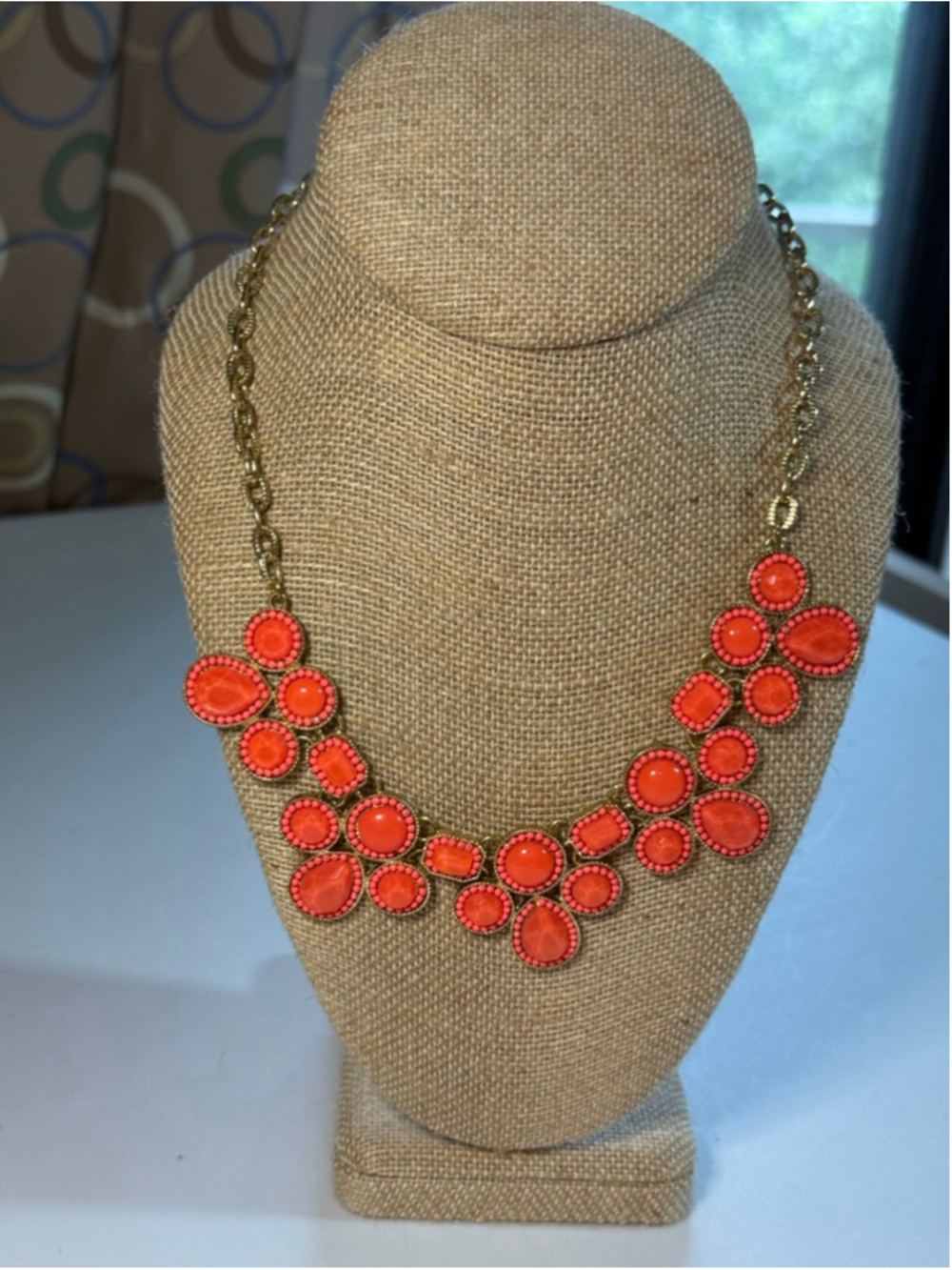 Y2K Vintage Coral Gold Tone Statement Necklace